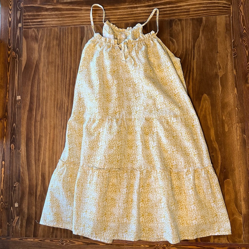 Altar'd State Yellow Floral Halter Tiered Boho Coastal Cowgirl Dress Size L
